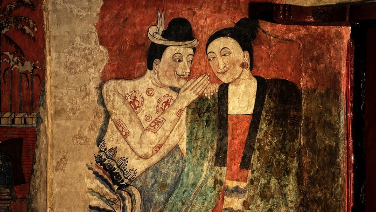 ปู่ม่านย่าม่าน จิตรกรรมวัดภูมินทร์ กระซิบว่าอะไรใครเป็นคนวาด