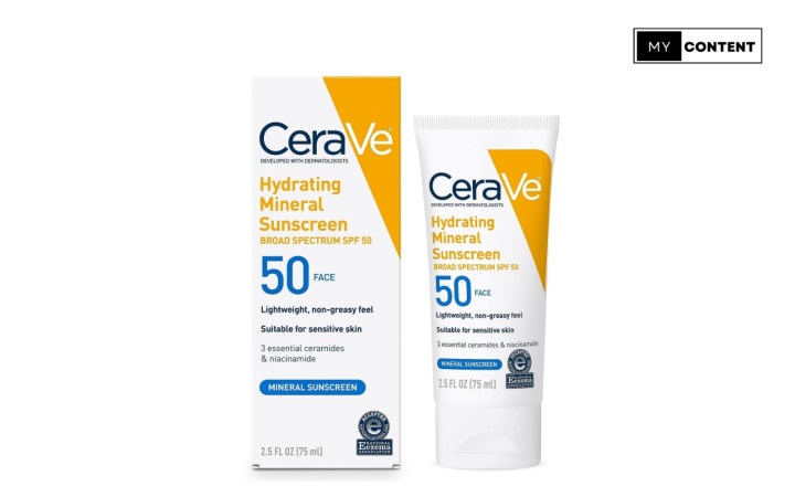 ครีมกันแดดไปทะเล ยี่ห้อไหนดี 2025 : CeraVe Hydrating Mineral Sunscreen SPF50