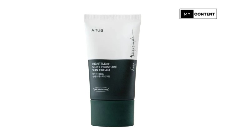 10 ครีมกันแดดออร์แกนิค ยี่ห้อไหนดี : Anua Heartleaf Silky Moisture Sun Cream SPF50+ PA++++