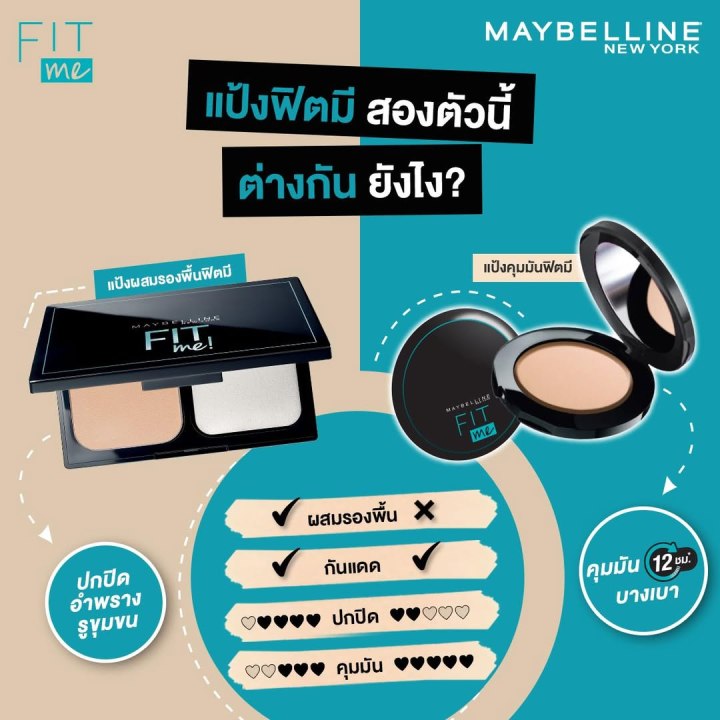 แป้ง Fit Me 2 รุ่น คลับเหลี่ยม กับตลับกลม ต่างกันอย่างไร