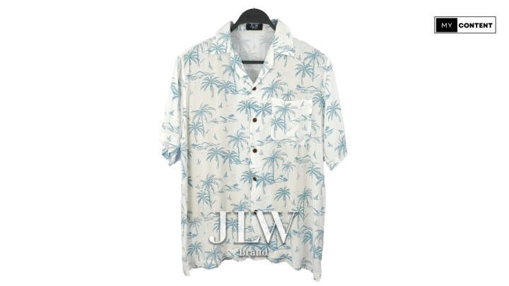 เสื้อฮาวาย ลายทะเลเรือใบ ผ้าเรยอน ผู้ชาย