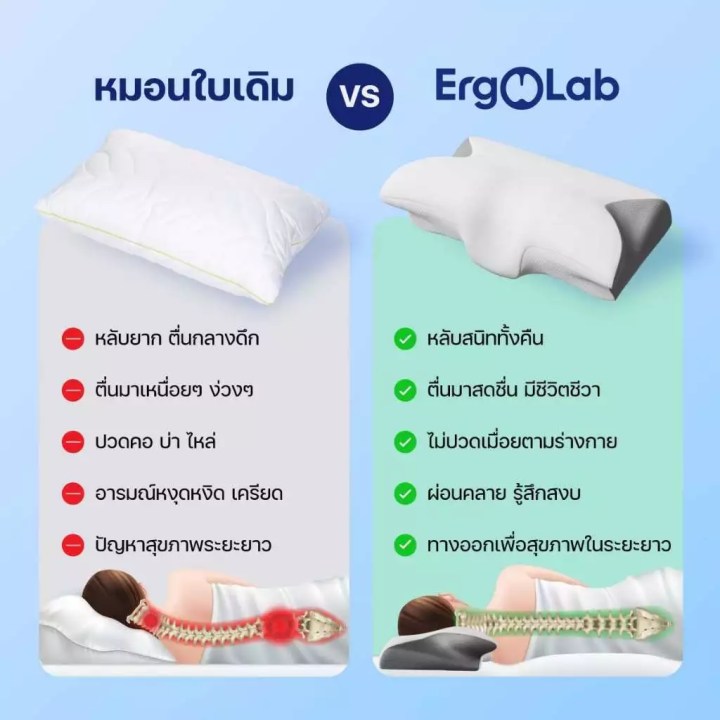 หมอน ErgoLab Deep Sleep  ลดอาการปวดคอ เปลี่ยนชีวิตการนอนให้ลึกขึ้น