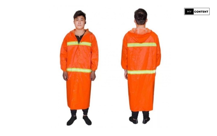 ชุดกันฝน C024 มีแถบสะท้อนแสง สีดำ/ส้ม/เขียว