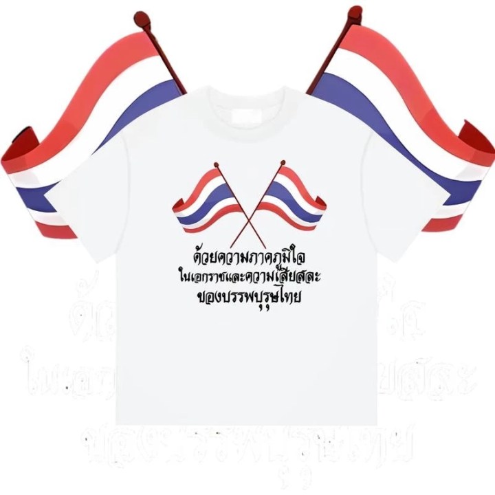 เสื้อยืดธงชาติ ซีรี่ย์ไทย ผ้าคอตตอน 100%