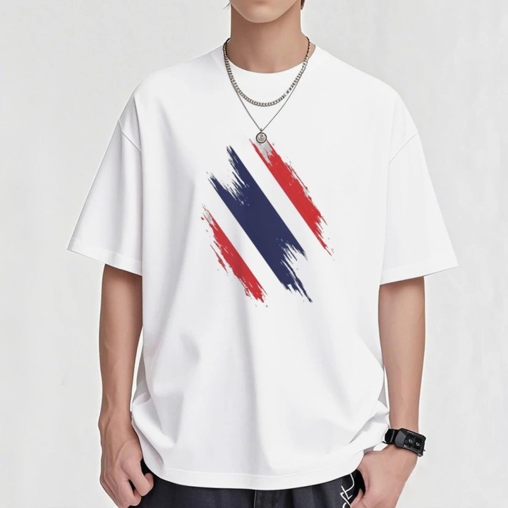 เสื้อยืดธงชาติไทย ดีไซน์มินิมอล ผ้าคอตตอนพรีเมียม