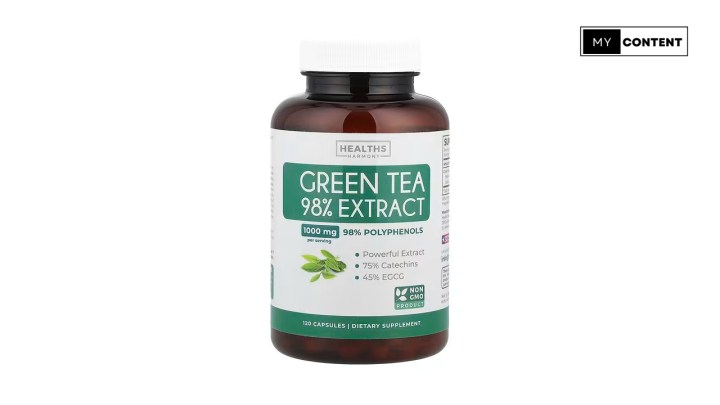 อาหารเสริมโพลีฟีนอล ยี่ห้อ Healths Harmony – Green Tea Extract 98% (500 mg/แคปซูล) 120 แคปซูล