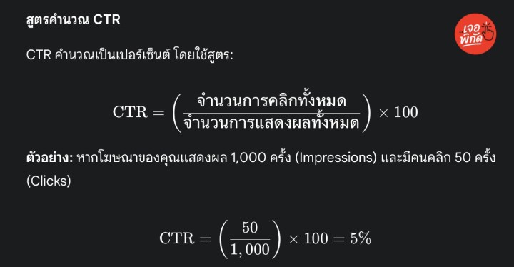 สูตรคำนวณ CTR